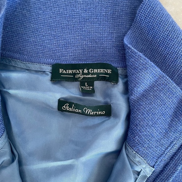 Fairway & Greene Men’s Sweater Size Large Color Medium Blue 1/4 Zip Pullover - Picture 3 of 5